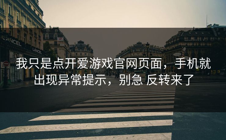 我只是点开爱游戏官网页面，手机就出现异常提示，别急 反转来了